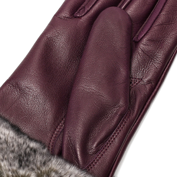  手袋 レディース 革手袋 レザー レッキス ラビットファー イタリーラム 羊革 暖かい 女性用 グローブ パープル 紫色 嫁 妻 彼女 娘 記念日 クリスマス 誕生日 プレゼント ギフト 化粧箱 付き ブランド KURODA(クロダ)