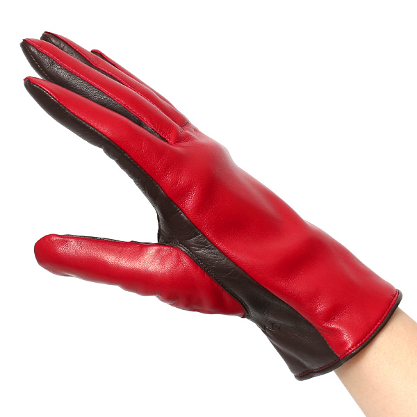 革手袋 レディース カシミヤ 日本製 女性用 レザー グローブ イタリーラム 羊革 国産 ブランド 暖かい レッド ワイン 赤色 バイカラー カシミア 冬 プレゼント ギフト 彼女 妻 嫁 誕生日 クリスマス KURODA(クロダ)