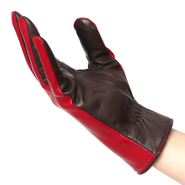 革手袋 レディース カシミヤ 日本製 女性用 レザー グローブ イタリーラム 羊革 国産 ブランド 暖かい レッド ワイン 赤色 バイカラー カシミア 冬 プレゼント ギフト 彼女 妻 嫁 誕生日 クリスマス KURODA(クロダ)
