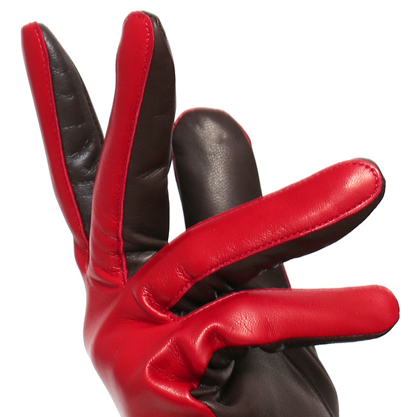 革手袋 レディース カシミヤ 日本製 女性用 レザー グローブ イタリーラム 羊革 国産 ブランド 暖かい レッド ワイン 赤色 バイカラー カシミア 冬 プレゼント ギフト 彼女 妻 嫁 誕生日 クリスマス KURODA(クロダ)