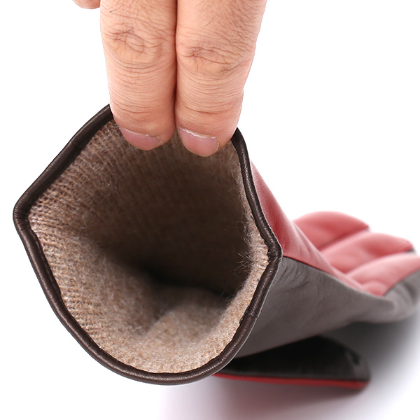 革手袋 レディース カシミヤ 日本製 女性用 レザー グローブ イタリーラム 羊革 国産 ブランド 暖かい レッド ワイン 赤色 バイカラー カシミア 冬 プレゼント ギフト 彼女 妻 嫁 誕生日 クリスマス KURODA(クロダ)