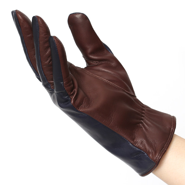  革手袋 レディース カシミヤ 日本製 女性用 レザー グローブ イタリーラム 羊革 国産 ブランド 暖かい ブルー ネイビー 青色 バイカラー カシミア 冬 プレゼント ギフト 彼女 妻 嫁 誕生日 クリスマス KURODA(クロダ)