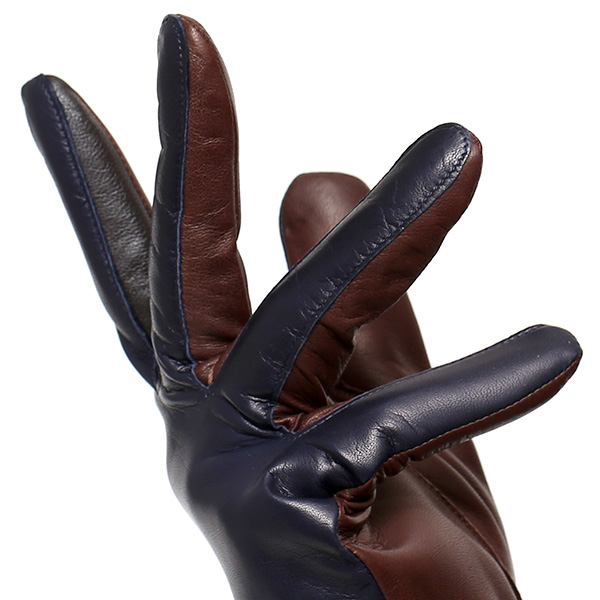  革手袋 レディース カシミヤ 日本製 女性用 レザー グローブ イタリーラム 羊革 国産 ブランド 暖かい ブルー ネイビー 青色 バイカラー カシミア 冬 プレゼント ギフト 彼女 妻 嫁 誕生日 クリスマス KURODA(クロダ)