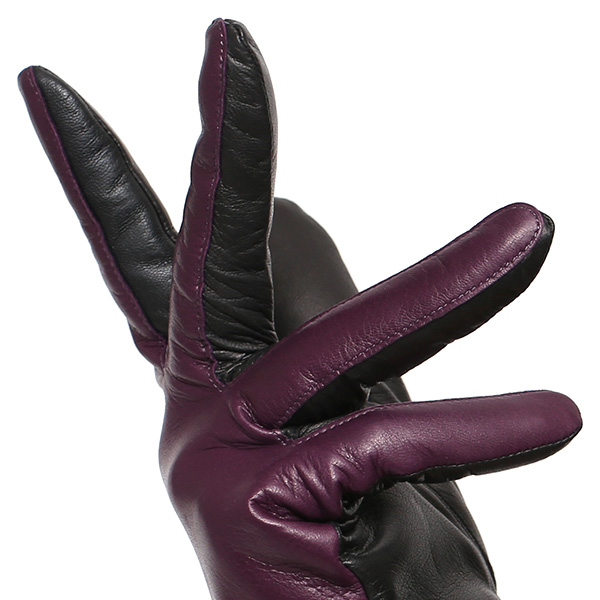  革手袋 レディース カシミヤ 日本製 女性用 レザー グローブ イタリーラム 羊革 国産 ブランド 暖かい パープル 紫色 バイカラー カシミア 冬 プレゼント ギフト 彼女 妻 嫁 誕生日 クリスマス KURODA(クロダ)