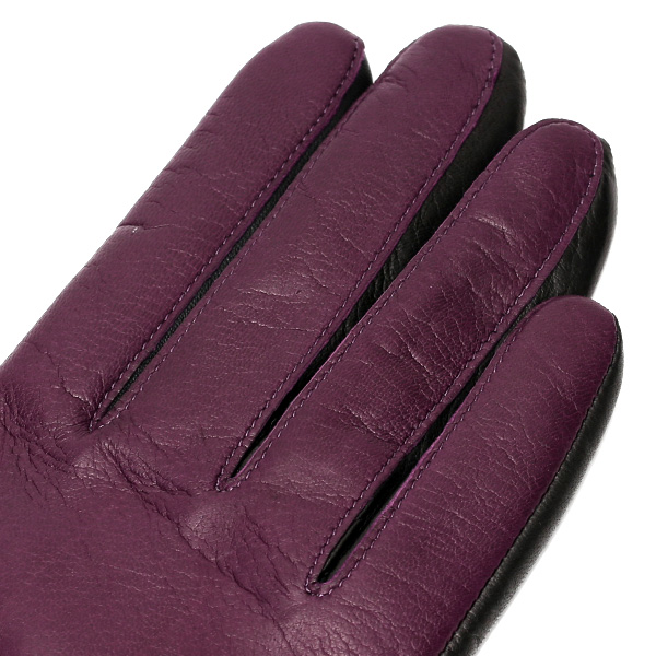  革手袋 レディース カシミヤ 日本製 女性用 レザー グローブ イタリーラム 羊革 国産 ブランド 暖かい パープル 紫色 バイカラー カシミア 冬 プレゼント ギフト 彼女 妻 嫁 誕生日 クリスマス KURODA(クロダ)