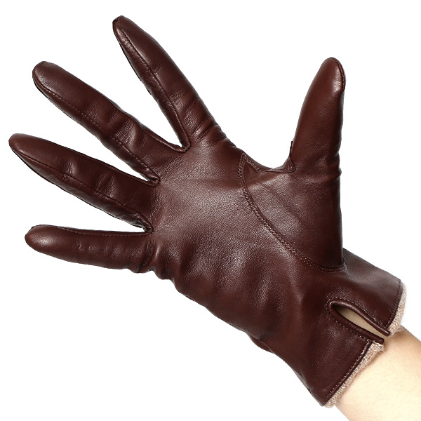 手袋 レディース 革 カシミア 日本製 ブランド イタリーラム 化粧箱 付き 女性 レザー 皮 グローブ ブラウン 茶 茶色 暖かい カシミヤ 100% 防寒 保温 防風 冬 ビジネス 国産 専門 ブランド KURODA(クロダ)