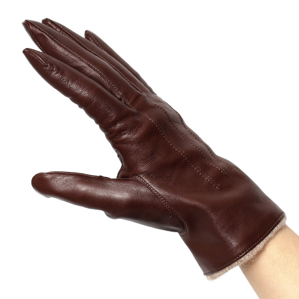 手袋 レディース 革 カシミア 日本製 ブランド イタリーラム 化粧箱 付き 女性 レザー 皮 グローブ ブラウン 茶 茶色 暖かい カシミヤ 100% 防寒 保温 防風 冬 ビジネス 国産 専門 ブランド KURODA(クロダ)
