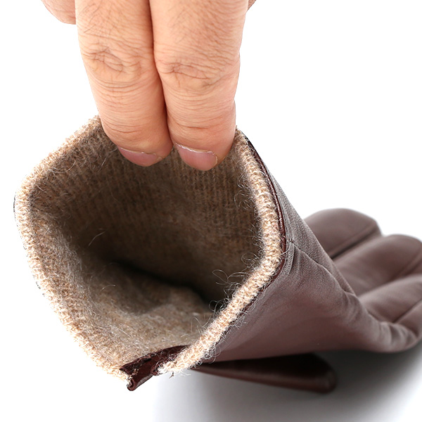 手袋 レディース 革 カシミア 日本製 ブランド イタリーラム 化粧箱 付き 女性 レザー 皮 グローブ ブラウン 茶 茶色 暖かい カシミヤ 100% 防寒 保温 防風 冬 ビジネス 国産 専門 ブランド KURODA(クロダ)