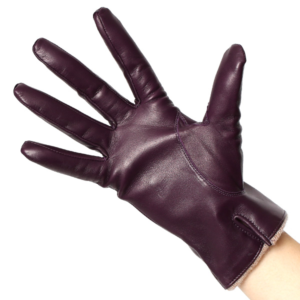 手袋 レディース 革 カシミア 日本製 ブランド イタリーラム 化粧箱 付き 女性 レザー 皮 グローブ パープル 紫色 暖かい カシミヤ 100% 防寒 保温 防風 冬 ビジネス 国産 専門 ブランド KURODA(クロダ)
