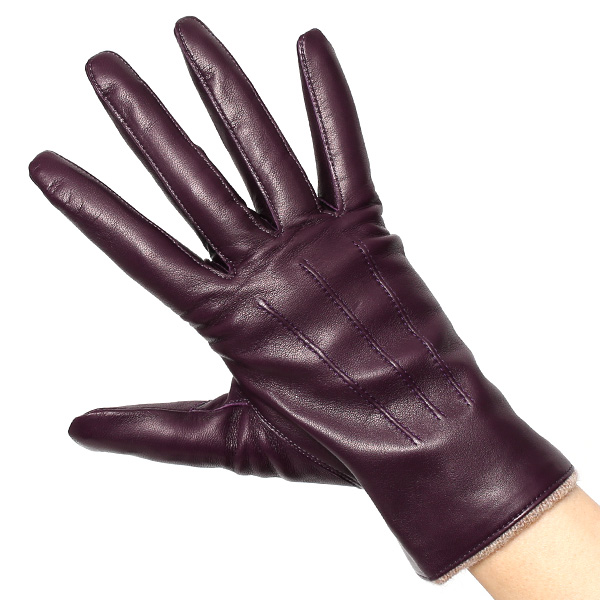 手袋 レディース 革 カシミア 日本製 ブランド イタリーラム 化粧箱 付き 女性 レザー 皮 グローブ パープル 紫色 暖かい カシミヤ 100% 防寒 保温 防風 冬 ビジネス 国産 専門 ブランド KURODA(クロダ)
