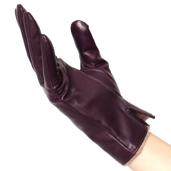 手袋 レディース 革 カシミア 日本製 ブランド イタリーラム 化粧箱 付き 女性 レザー 皮 グローブ パープル 紫色 暖かい カシミヤ 100% 防寒 保温 防風 冬 ビジネス 国産 専門 ブランド KURODA(クロダ)