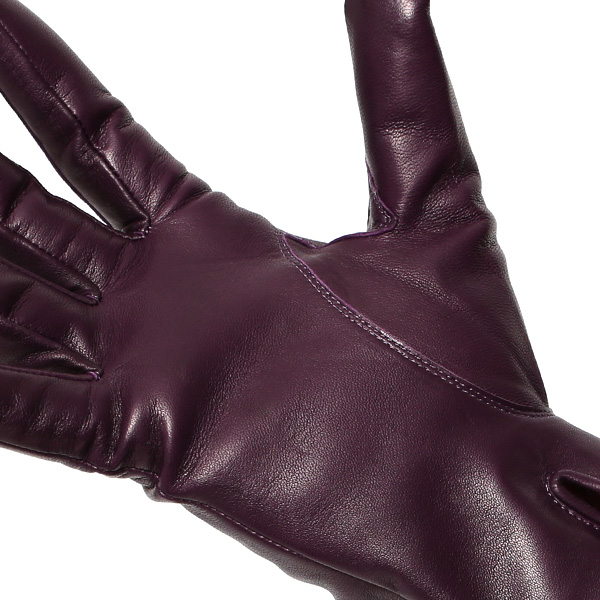 手袋 レディース 革 カシミア 日本製 ブランド イタリーラム 化粧箱 付き 女性 レザー 皮 グローブ パープル 紫色 暖かい カシミヤ 100% 防寒 保温 防風 冬 ビジネス 国産 専門 ブランド KURODA(クロダ)