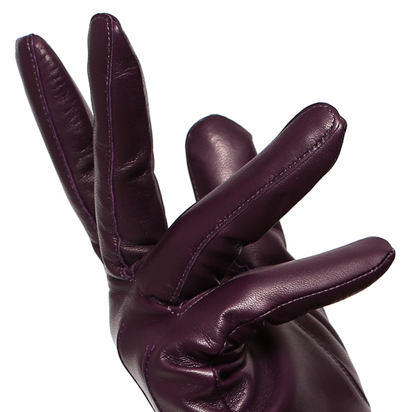 手袋 レディース 革 カシミア 日本製 ブランド イタリーラム 化粧箱 付き 女性 レザー 皮 グローブ パープル 紫色 暖かい カシミヤ 100% 防寒 保温 防風 冬 ビジネス 国産 専門 ブランド KURODA(クロダ)