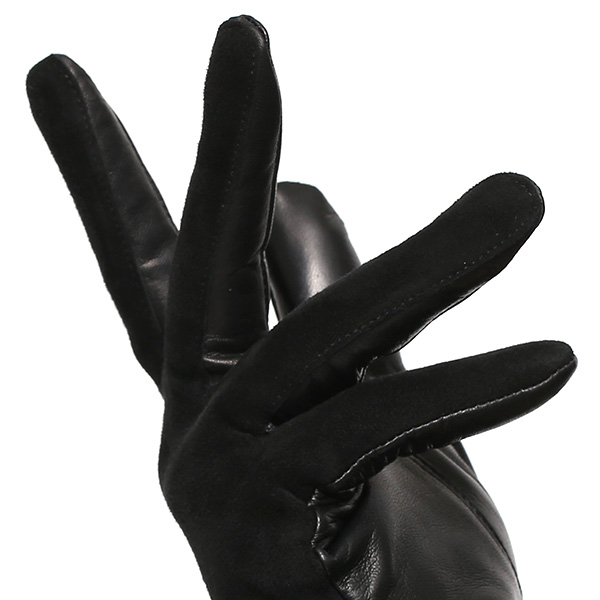  革手袋 スエード ファー付き レディース カシミア混 裏地 レッキス ラビットファー リアルファー うさぎ 毛皮 ブラック 黒 黒色 女性 本革 レザー スウェード 本皮 暖かい 上品 おしゃれ 送料無料 KURODA(クロダ)