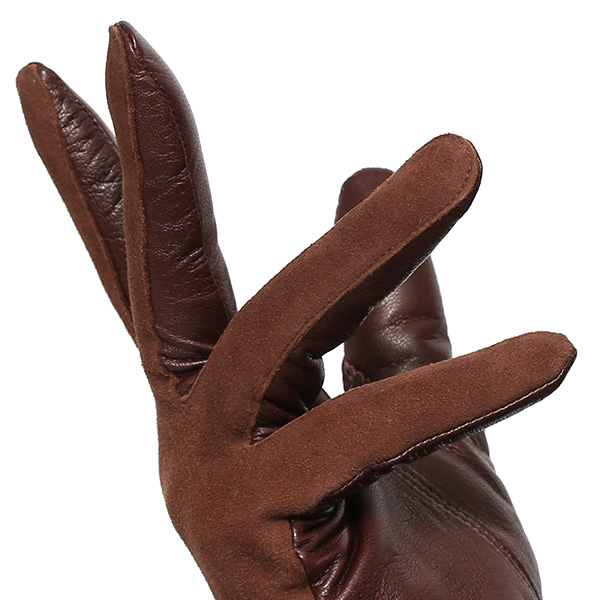  革手袋 スエード ファー付き レディース カシミア混 裏地 レッキス ラビットファー リアルファー うさぎ 毛皮 ブラウン 茶 茶色 女性 本革 レザー スウェード 本皮 暖かい 上品 おしゃれ 送料無料 KURODA(クロダ)