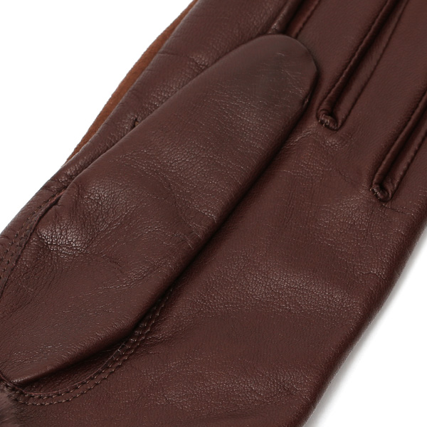  革手袋 スエード ファー付き レディース カシミア混 裏地 レッキス ラビットファー リアルファー うさぎ 毛皮 ブラウン 茶 茶色 女性 本革 レザー スウェード 本皮 暖かい 上品 おしゃれ 送料無料 KURODA(クロダ)