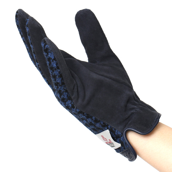  ハリスツイード 手袋 レディース スマホ対応 ブランド レザー グローブ 女性 防寒 防風 本革 皮 ブルー ネイビー 青色 英国 ハリスツイード生地 暖かい おしゃれ かわいい プレゼント ブランド 手袋 KURODA(クロダ)