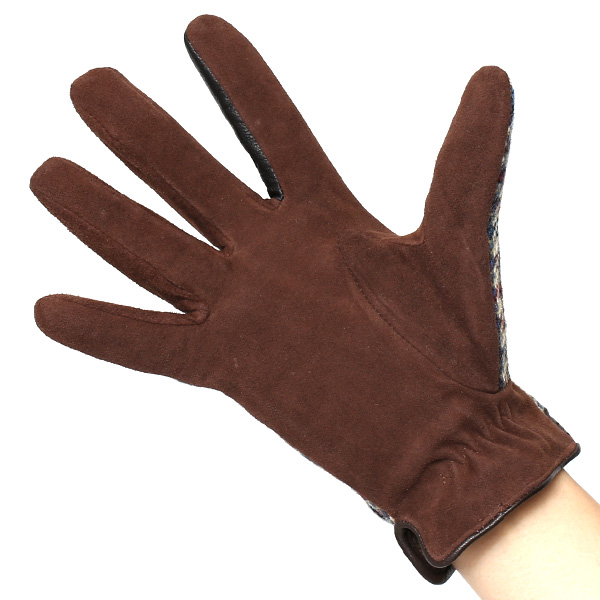  ハリスツイード 手袋 レディース スマホ対応 ブランド レザー グローブ 女性 防寒 防風 本革 皮 ベージュ 肌色 英国 ハリスツイード生地 暖かい おしゃれ かわいい プレゼント ブランド 手袋 KURODA(クロダ)