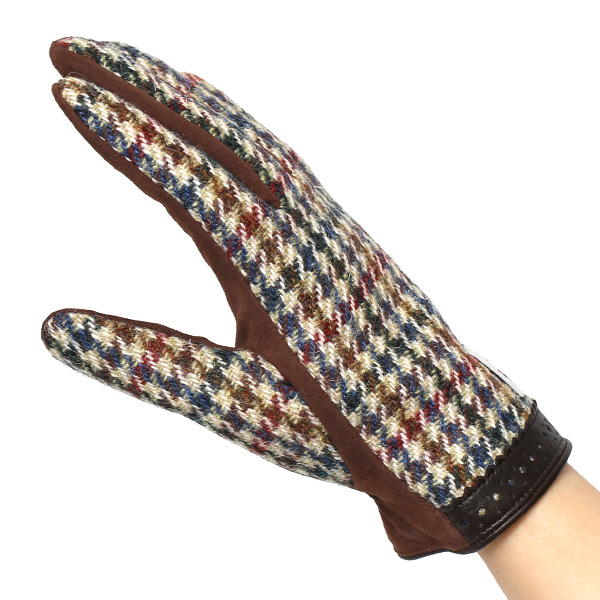  ハリスツイード 手袋 レディース スマホ対応 ブランド レザー グローブ 女性 防寒 防風 本革 皮 ベージュ 肌色 英国 ハリスツイード生地 暖かい おしゃれ かわいい プレゼント ブランド 手袋 KURODA(クロダ)