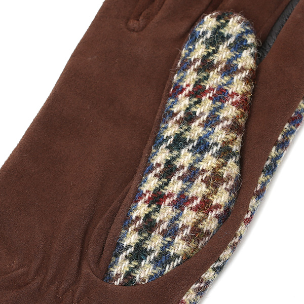  ハリスツイード 手袋 レディース スマホ対応 ブランド レザー グローブ 女性 防寒 防風 本革 皮 ベージュ 肌色 英国 ハリスツイード生地 暖かい おしゃれ かわいい プレゼント ブランド 手袋 KURODA(クロダ)