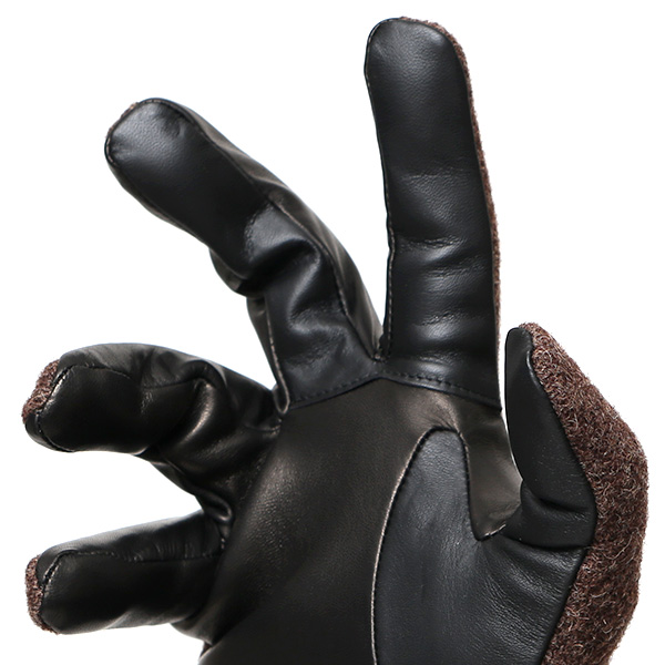  ハリスツイード 手袋 メンズ スマホ カシミヤ カシミア 日本製 ベルト付き 国産 本革 皮 レザー ブラウン 茶 茶色 通勤 通学 彼氏 旦那 夫 息子 誕生日 クリスマス プレゼント 冬 グローブ ブランド KURODA(クロダ)