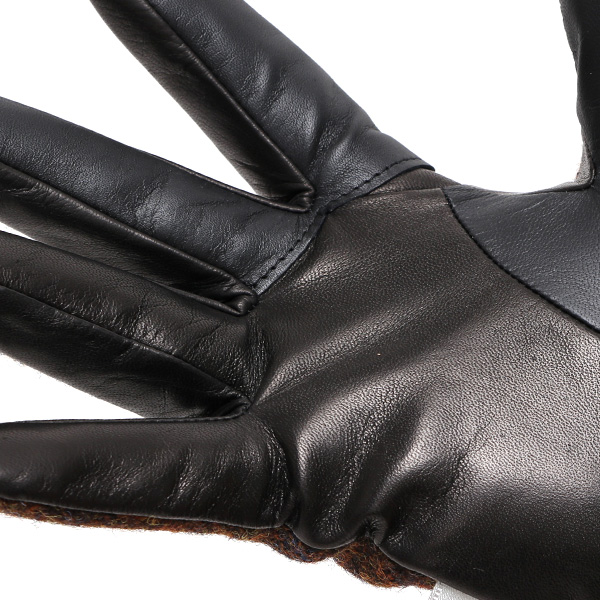  ハリスツイード 手袋 メンズ スマホ カシミヤ カシミア 日本製 ベルト付き 国産 本革 皮 レザー ブラウン 茶 茶色 通勤 通学 彼氏 旦那 夫 息子 誕生日 クリスマス プレゼント 冬 グローブ ブランド KURODA(クロダ)