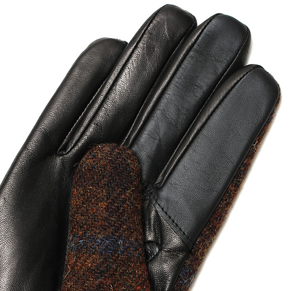  ハリスツイード 手袋 メンズ スマホ カシミヤ カシミア 日本製 ベルト付き 国産 本革 皮 レザー ブラウン 茶 茶色 通勤 通学 彼氏 旦那 夫 息子 誕生日 クリスマス プレゼント 冬 グローブ ブランド KURODA(クロダ)