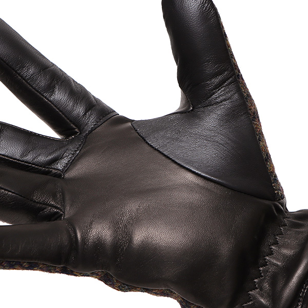  ハリスツイード 手袋 メンズ スマホ カシミヤ カシミア 日本製 ベルト付き 国産 本革 皮 レザー ブラウン 茶 茶色 通勤 通学 彼氏 旦那 夫 息子 誕生日 クリスマス プレゼント 冬 グローブ ブランド KURODA(クロダ)