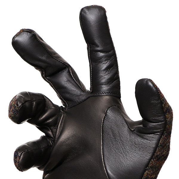  ハリスツイード 手袋 メンズ スマホ カシミヤ カシミア 日本製 ベルト付き 国産 本革 皮 レザー ブラウン 茶 茶色 通勤 通学 彼氏 旦那 夫 息子 誕生日 クリスマス プレゼント 冬 グローブ ブランド KURODA(クロダ)