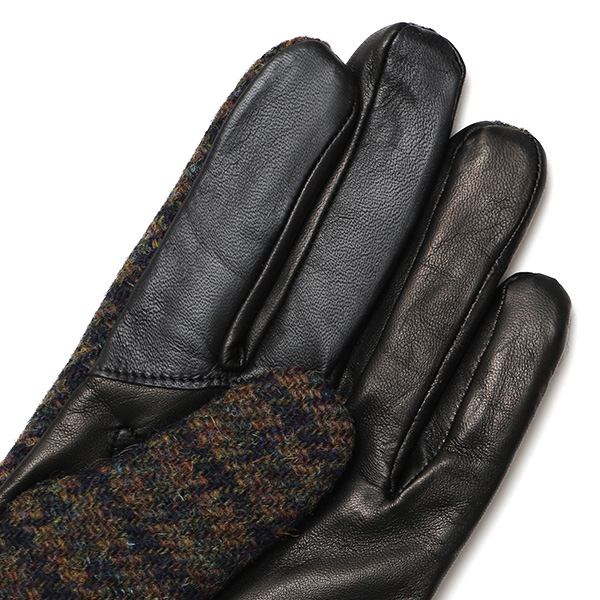  ハリスツイード 手袋 メンズ スマホ カシミヤ カシミア 日本製 ベルト付き 国産 本革 皮 レザー ブラウン 茶 茶色 通勤 通学 彼氏 旦那 夫 息子 誕生日 クリスマス プレゼント 冬 グローブ ブランド KURODA(クロダ)