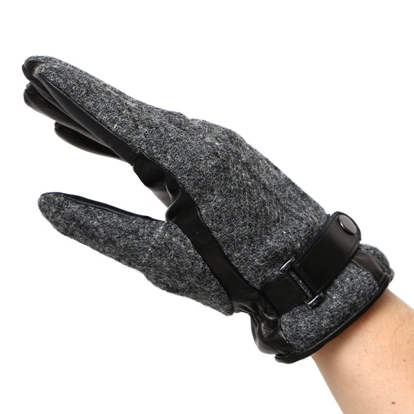  ハリスツイード 手袋 メンズ スマホ カシミヤ カシミア 日本製 ベルト付き 国産 本革 皮 レザー グレー グレイ 灰色 通勤 通学 彼氏 旦那 夫 息子 誕生日 クリスマス プレゼント 冬 グローブ ブランド KURODA(クロダ)