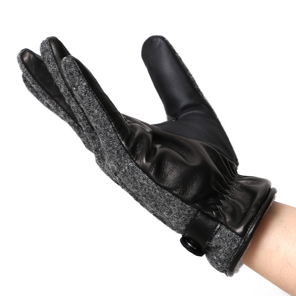  ハリスツイード 手袋 メンズ スマホ カシミヤ カシミア 日本製 ベルト付き 国産 本革 皮 レザー グレー グレイ 灰色 通勤 通学 彼氏 旦那 夫 息子 誕生日 クリスマス プレゼント 冬 グローブ ブランド KURODA(クロダ)