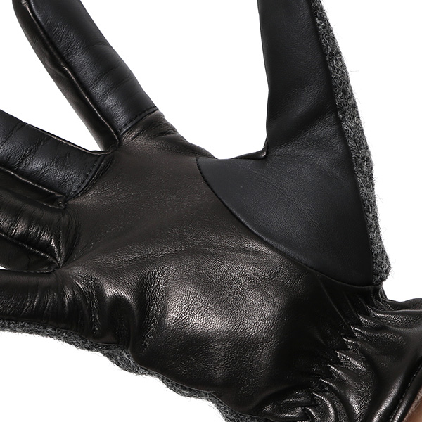  ハリスツイード 手袋 メンズ スマホ カシミヤ カシミア 日本製 ベルト付き 国産 本革 皮 レザー グレー グレイ 灰色 通勤 通学 彼氏 旦那 夫 息子 誕生日 クリスマス プレゼント 冬 グローブ ブランド KURODA(クロダ)