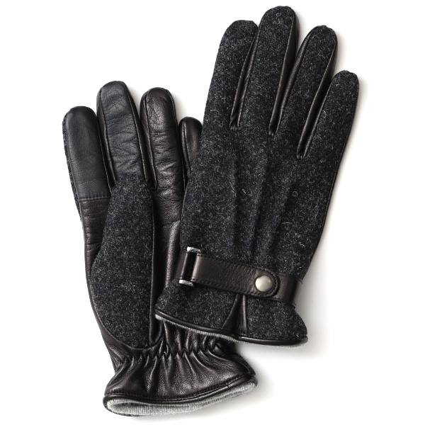 KURODA(クロダ) ハリスツイード ベルト付き 羊革 メンズ 手袋 チャコール