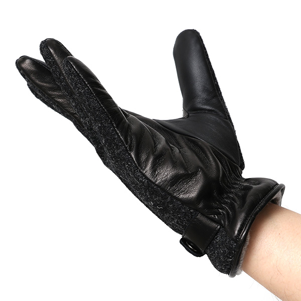 ハリスツイード 手袋 メンズ スマホ カシミヤ カシミア 日本製 ベルト付き 国産 本革 皮 レザー グレー グレイ 灰色 通勤 通学 彼氏 旦那 夫 息子 誕生日 クリスマス プレゼント 冬 グローブ ブランド KURODA(クロダ)