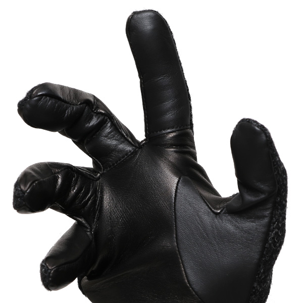 ハリスツイード 手袋 メンズ スマホ カシミヤ カシミア 日本製 ベルト付き 国産 本革 皮 レザー グレー グレイ 灰色 通勤 通学 彼氏 旦那 夫 息子 誕生日 クリスマス プレゼント 冬 グローブ ブランド KURODA(クロダ)