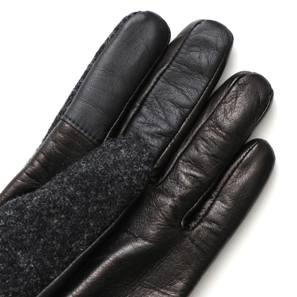 ハリスツイード 手袋 メンズ スマホ カシミヤ カシミア 日本製 ベルト付き 国産 本革 皮 レザー グレー グレイ 灰色 通勤 通学 彼氏 旦那 夫 息子 誕生日 クリスマス プレゼント 冬 グローブ ブランド KURODA(クロダ)