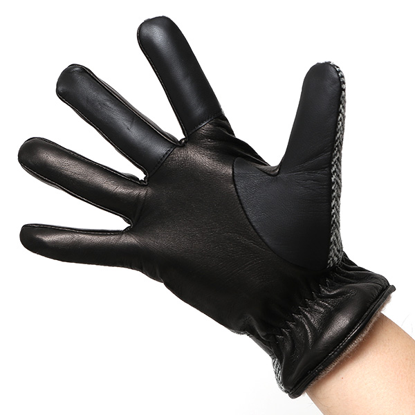  ハリスツイード 手袋 メンズ スマホ カシミヤ カシミア 日本製 ベルト付き 国産 本革 皮 レザー グレー グレイ 灰色 通勤 通学 彼氏 旦那 夫 息子 誕生日 クリスマス プレゼント 冬 グローブ ブランド KURODA(クロダ)