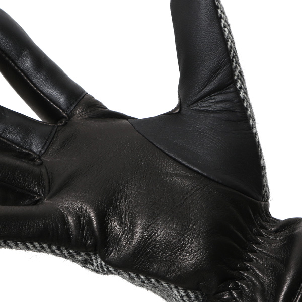  ハリスツイード 手袋 メンズ スマホ カシミヤ カシミア 日本製 ベルト付き 国産 本革 皮 レザー グレー グレイ 灰色 通勤 通学 彼氏 旦那 夫 息子 誕生日 クリスマス プレゼント 冬 グローブ ブランド KURODA(クロダ)