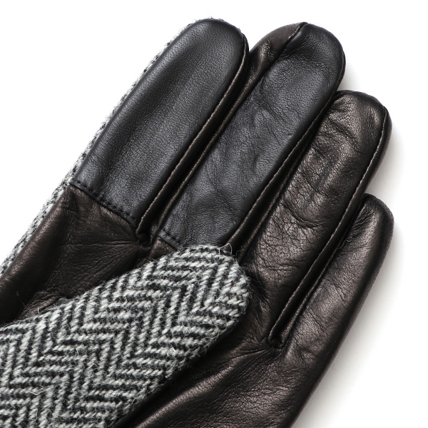  ハリスツイード 手袋 メンズ スマホ カシミヤ カシミア 日本製 ベルト付き 国産 本革 皮 レザー グレー グレイ 灰色 通勤 通学 彼氏 旦那 夫 息子 誕生日 クリスマス プレゼント 冬 グローブ ブランド KURODA(クロダ)