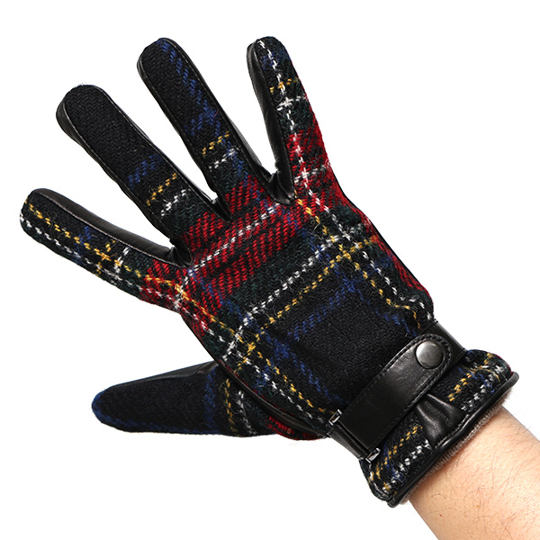  ハリスツイード 手袋 メンズ スマホ カシミヤ カシミア 日本製 ベルト付き 国産 本革 皮 レザー レッド ワイン 赤色 通勤 通学 彼氏 旦那 夫 息子 誕生日 クリスマス プレゼント 冬 グローブ ブランド KURODA(クロダ)