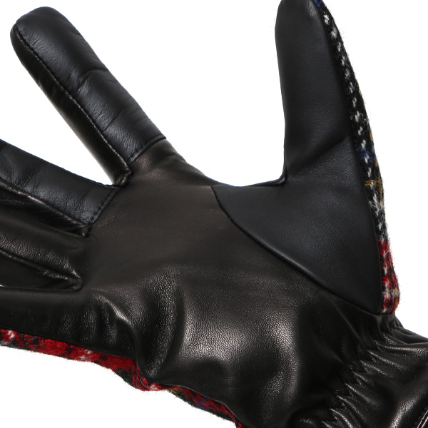  ハリスツイード 手袋 メンズ スマホ カシミヤ カシミア 日本製 ベルト付き 国産 本革 皮 レザー レッド ワイン 赤色 通勤 通学 彼氏 旦那 夫 息子 誕生日 クリスマス プレゼント 冬 グローブ ブランド KURODA(クロダ)