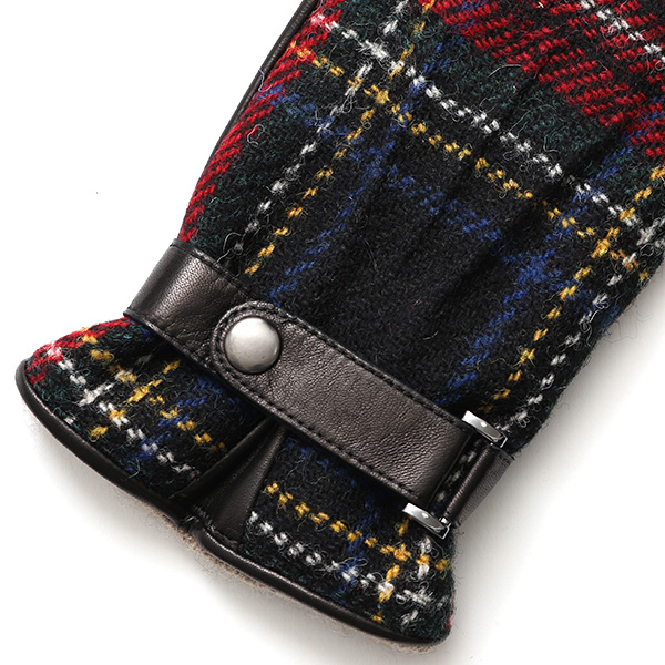  ハリスツイード 手袋 メンズ スマホ カシミヤ カシミア 日本製 ベルト付き 国産 本革 皮 レザー レッド ワイン 赤色 通勤 通学 彼氏 旦那 夫 息子 誕生日 クリスマス プレゼント 冬 グローブ ブランド KURODA(クロダ)