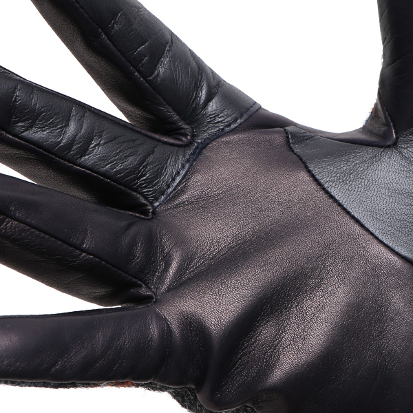  ハリスツイード 手袋 メンズ スマホ カシミヤ カシミア 日本製 ベルト付き 国産 本革 皮 レザー ブルー ネイビー 青色 通勤 通学 彼氏 旦那 夫 息子 誕生日 クリスマス プレゼント 冬 グローブ ブランド KURODA(クロダ)