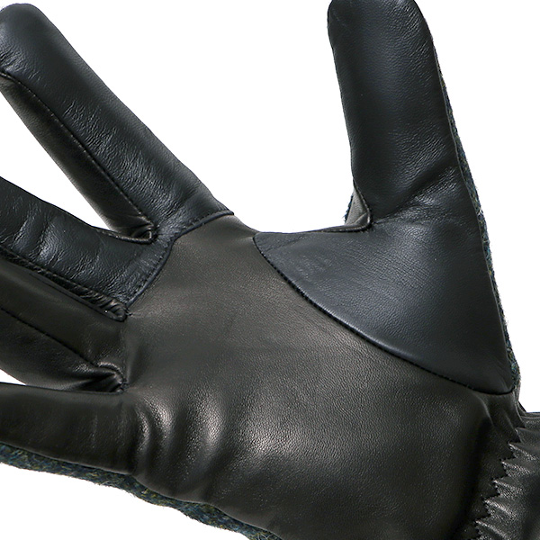  ハリスツイード 手袋 メンズ スマホ カシミヤ カシミア 日本製 ベルト付き 国産 本革 皮 レザー グリーン 緑色 通勤 通学 彼氏 旦那 夫 息子 誕生日 クリスマス プレゼント 冬 グローブ ブランド KURODA(クロダ)