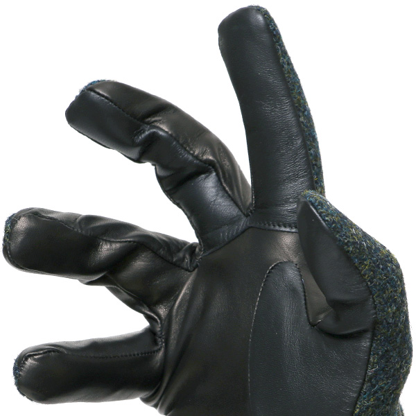  ハリスツイード 手袋 メンズ スマホ カシミヤ カシミア 日本製 ベルト付き 国産 本革 皮 レザー グリーン 緑色 通勤 通学 彼氏 旦那 夫 息子 誕生日 クリスマス プレゼント 冬 グローブ ブランド KURODA(クロダ)