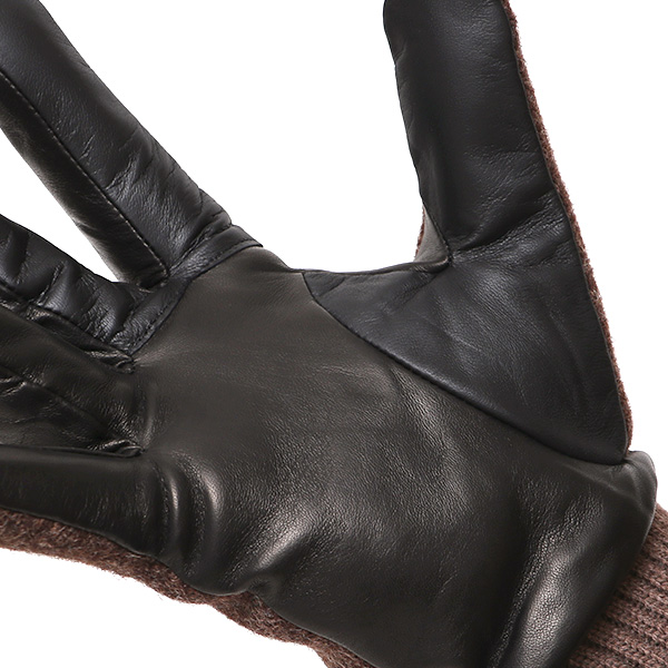  手袋 ハリスツイード メンズ ブランド 革 タッチパネル対応 カシミヤ 100％ カシミア 裏地 リブ グローブ ブラウン 茶 茶色 Harris Tweed チェック 柄 導電 本革 イタリーラム 羊革 英国 生地 日本製 KURODA(クロダ)