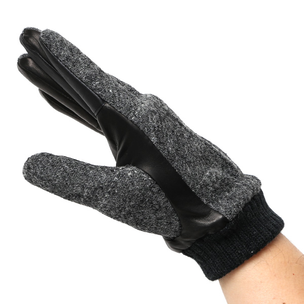  手袋 ハリスツイード メンズ ブランド 革 タッチパネル対応 カシミヤ 100％ カシミア 裏地 リブ グローブ グレー グレイ 灰色 Harris Tweed チェック 柄 導電 本革 イタリーラム 羊革 英国 生地 日本製 KURODA(クロダ)