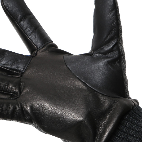  手袋 ハリスツイード メンズ ブランド 革 タッチパネル対応 カシミヤ 100％ カシミア 裏地 リブ グローブ グレー グレイ 灰色 Harris Tweed チェック 柄 導電 本革 イタリーラム 羊革 英国 生地 日本製 KURODA(クロダ)