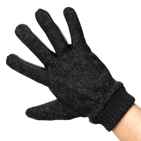  手袋 ハリスツイード メンズ ブランド 革 タッチパネル対応 カシミヤ 100％ カシミア 裏地 リブ グローブ グレー グレイ 灰色 Harris Tweed チェック 柄 導電 本革 イタリーラム 羊革 英国 生地 日本製 KURODA(クロダ)